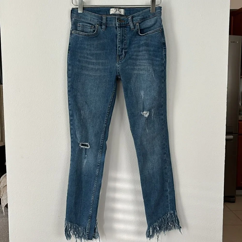 Free People We The Free Great Heights Frayed Skinny Jeans Size 25